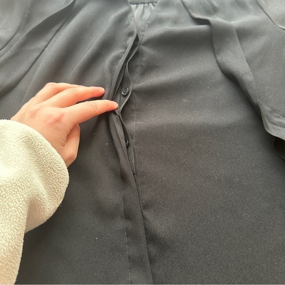 FRANK AND OAK TIE FRONT BLACK  BLOUSE - XS - Picture 6 of 10